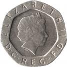 20 Pence - Elizabeth II (4th portrait; Tudor Rose)