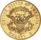 20 Dollars "Liberty Head - Double Eagle" (without motto "TWENTY D. - Paquet reverse design)