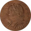 Copper "Mailed Bust Facing Left, Horned Bust"