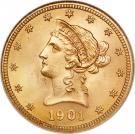 10 Dollars "Coronet Head - Eagle" (with motto)