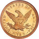 5 Dollars (Coronet Head; Small type - No motto)