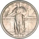 ¼ Dollar "Standing Liberty Quarter" (No Stars Below Eagle; Variety 1)