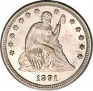 ¼ Dollar "Seated Liberty Quarter" (with motto, w/o date arrows)