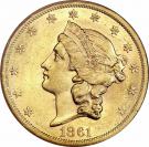 20 Dollars "Liberty Head - Double Eagle" (without motto "TWENTY D. - Paquet reverse design)