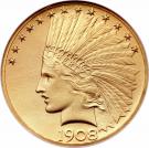 10 Dollars "Indian Head - Eagle" (with motto)