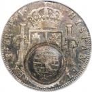 960 Réis - João Prince Regent (Minas Gerais; countermarked Bolivia 8 Reales, KM#73)