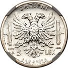 5 Lek - Vittorio Emanuele III (Prova)