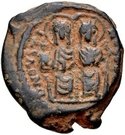 ½ Follis - Justinus II & Sophia (Thessalonica mint; + type)