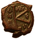 ½ Follis - Justinus II & Sophia (Thessalonica mint, θκϲ type)