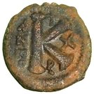 ½ Follis - Justin II & Sophia (Antioch Mint, broken P type)