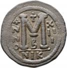 Follis - Justinian I (Nikomedeia mint, bust facing, dated reverse)