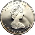 5 Dollars - Elizabeth II (2nd Portrait; 1 oz. Silver Bullion Coinage)