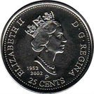 25 Cents - Elizabeth II (Colored Maple Leaf)