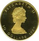 10 Dollars - Elizabeth II (2nd Portrait; ¼oz. Gold Bullion Coinage)