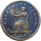 ½ Penny Token (Field Marshal Wellington - Small legend letters)