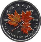5 Dollars - Elizabeth II (1 oz. Autumn Maple Leaf; coloured)