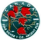 5 Dollars - Elizabeth II (1 oz. Winter Maple Leaf; coloured)