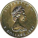 5 Dollars - Elizabeth II (2nd Portrait; ⅒ oz. Gold Bullion Coinage)