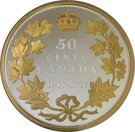 50 Cents - Elizabeth II (George V; Centennial of Canadian Maple Leaf)