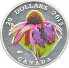 20 Dollars - Elizabeth II (Purple Coneflower and Butterfly)