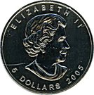5 Dollars - Elizabeth II (1 oz. Big Leaf Maple; coloured)