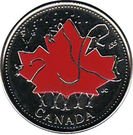 25 Cents - Elizabeth II (Colored Maple Leaf)