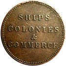 ½ Penny (Ships, colonies & commerce - round knob ampersand)