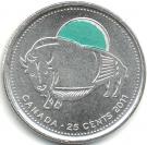 25 Cents - Elizabeth II (Wood Bison; colourized)