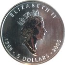 5 Dollars - Elizabeth II (3rd Portrait; 1 oz. Silver Bullion Coinage)