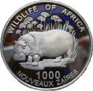 1000 Nouveaux Zaïres (Common Hippopotamus)