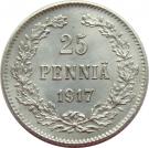 25 Penniä - Nikolai II (Civil War Coinage; without crown)