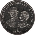 1 Crown - Elizabeth II (Queen Elizabeth II and Prince Philip at Goodwood Races in 1954)
