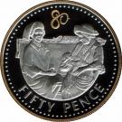 50 Pence - Elizabeth II (Queen Elizabeth with the Queen Mother holding baby)