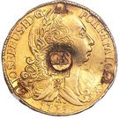 66 Shillings - Countermark on contemporary counterfeit Brazil Joao I gold 6400 Reis 1773-R