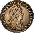 1/12 Écu, 2èmer poinçon de Warin, buste drapé et cuirassé - Louis XIII