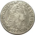¼ Ecu aux 8 L - Louis XIV dit "le Roi Soleil"