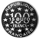 100 Francs / 15 Euro (St. Nicholas Cathedral)