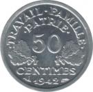 50 Centimes (Vichy French State; heavy type)