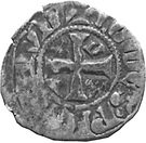 Denier - Arthur II (shield of Dreux with a Britanny quarter)