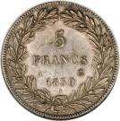 5 Francs - Louis-Philippe (without I, engraved edge)