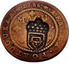 1 Macuta - Maria II (countermarked over½ Macuta/Maria I & PedroIII)
