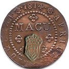 2 Macutas - Pedro V (countermarked 1 Macuta)