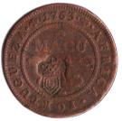 1 Macuta - Maria II (countermarked over ½ Macuta/JoséI))