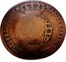 1 Macuta - Maria II (countermarked over½ Macuta/Maria I & PedroIII)