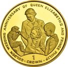 1 Crown - Elizabeth II - Golden Wedding. (Queen with Charles, Anne and monkey)
