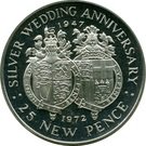 25 New Pence - Elizabeth II (Silver Wedding; Silver Proof Issue)