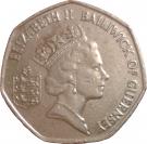 50 Pence - Elizabeth II (3rd portrait; small type)
