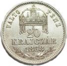 20 Krajczár - I. Ferenc József (Franz Joseph I; 1848/1867-1916)