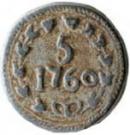 5 Bazarucos - José I (Goa mint)