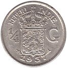 ¼ Gulden - Wilhelmina (large type)
